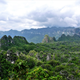 Limestone mountains in East Kalimantan, Borneo.